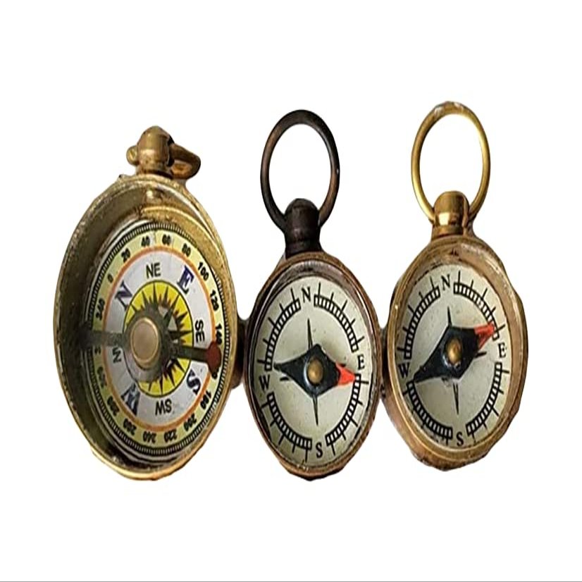 Antique Tiniest Brass Compass Rustic Mini Pendant Charm Steampunk Finding Your Way Jewelry (10-15 mm Gold)