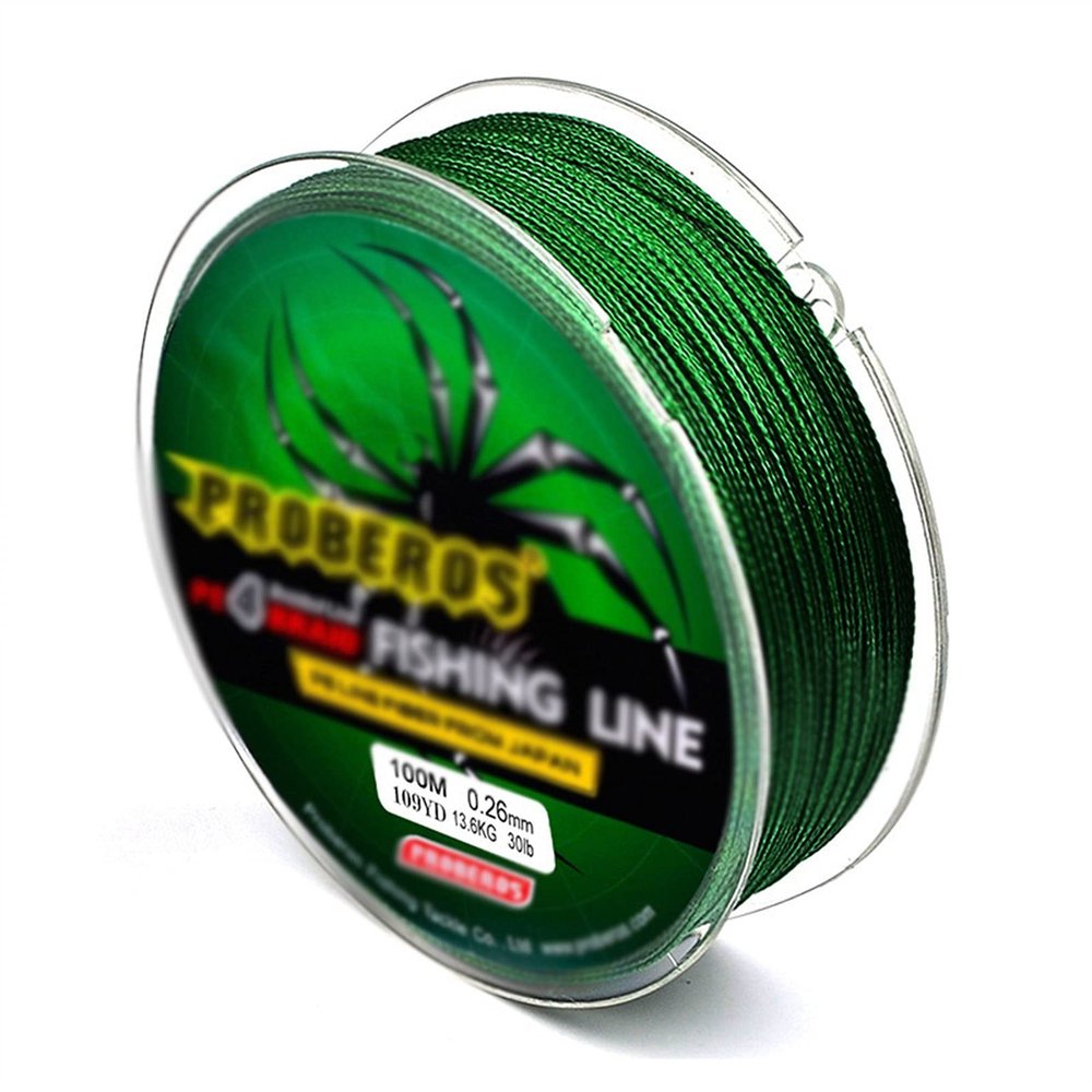 DYPASA Fishing Wire 4 Braid 100M PE Fishing Line Gray/Yellow/Blue/Green/Red 5 Colors Powerful Ocean Boat Rock Beach Lake River Fishing 6-100LB Nylon String (Color : White, Size : 1.5-20LB)