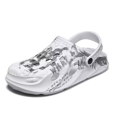 Zonkacen Men's Women's Closed Toe Graffiti Anti Slip Breathable Garden Clogs for Outdoor Sport Beach River Sea Surfing Fishing Aqua Wading White 10 Men/11.5 Women