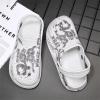 Zonkacen Men's Women's Closed Toe Graffiti Anti Slip Breathable Garden Clogs for Outdoor Sport Beach River Sea Surfing Fishing Aqua Wading White 10 Men/11.5 Women view 3