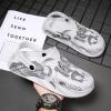 Zonkacen Men's Women's Closed Toe Graffiti Anti Slip Breathable Garden Clogs for Outdoor Sport Beach River Sea Surfing Fishing Aqua Wading White 10 Men/11.5 Women view 4
