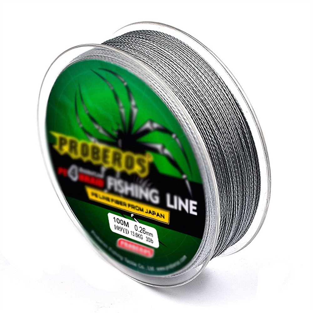 DYPASA Fishing Wire 4 Braid 100M PE Fishing Line Gray/Yellow/Blue/Green/Red 5 Colors Powerful Ocean Boat Rock Beach Lake River Fishing 6-100LB Nylon String (Color : L, Size : 6.0-60LB)