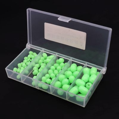 100pcs Oval Soft Plastic Luminous Glow Fishing Bead Fishing Lures Tackle Box