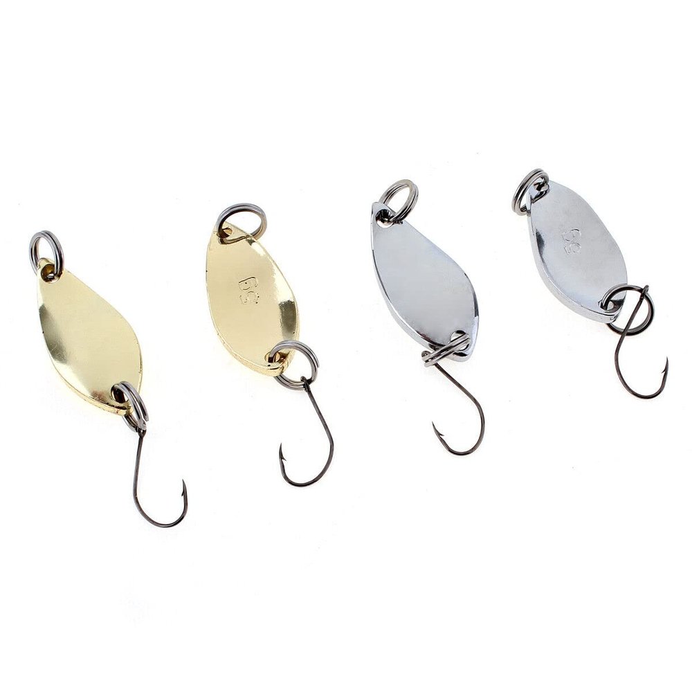 Lot 12 Metal Spoon Fishing Lure Bass Bait Stainless Steel Split Ring Single Hook