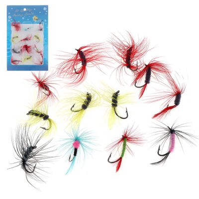 12pcs Colorful Fly Fishing Lure Set Artificial Insect Bait Trout Flies with Hook