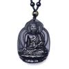 Natural Authentic Obsidian Pharmacist Buddha Pendant for Male and Female Avalokitesvara Great Sun Buddha Guardian Necklace Crystal Jewelry Necklace (52 * 37mm) view 1
