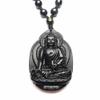 Natural Authentic Obsidian Pharmacist Buddha Pendant for Male and Female Avalokitesvara Great Sun Buddha Guardian Necklace Crystal Jewelry Necklace (52 * 37mm) view 2