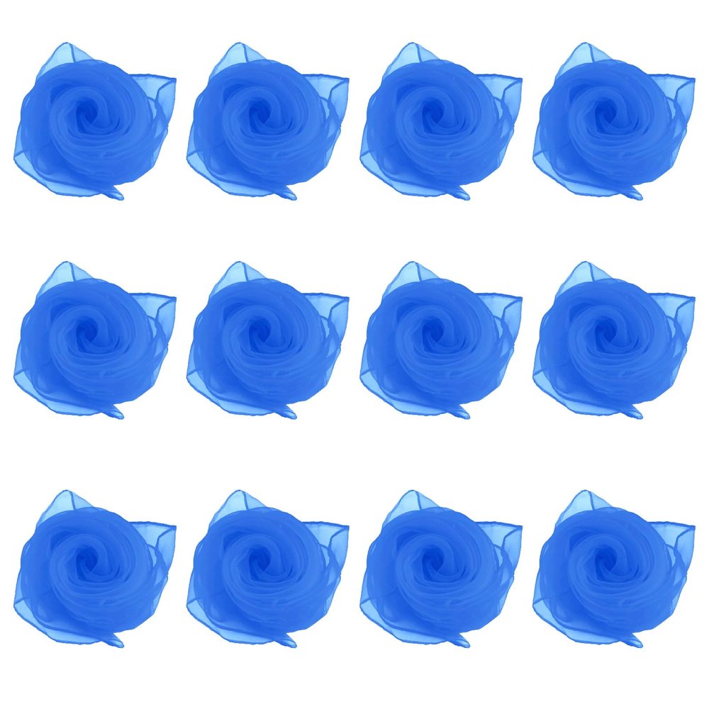 Andux 12PCS Dance Scarves,Colorfast Dance handkerchief for Kids,Kindergarten Juggling Scarves Music Scarf 24 inches WDSJ-02(Dark Blue)