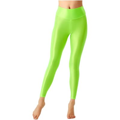Sxiwei Woman's Oil Silk Hollow Out Opaque Tights Pantyhose Suspender Thigh High Stockings Pants Fluorescent Green Footed Large