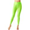 Sxiwei Woman's Oil Silk Hollow Out Opaque Tights Pantyhose Suspender Thigh High Stockings Pants Fluorescent Green Footed Large view 1