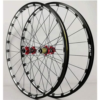 ZECHAO 26/27.5in Mountain Bike Wheel Set,Front Rear Bike Wheel CNC Rims Disc Brake Wheel Bearing Hub 24 Holes 7-11 Speed Wheelset (Color : Red, Size : 27.5inch)