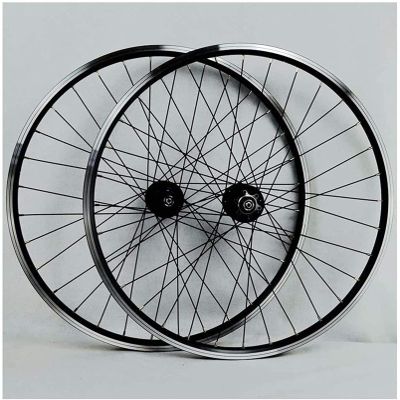 ZECHAO 26/27.5/29 Inch Mountain Bike Wheelset,32H Front Rear Wheel Double Layer Alloy Sealed Bearing Disc Rim Brake QR 7-11 Speed Wheelset (Color : Black, Size : 29inch)