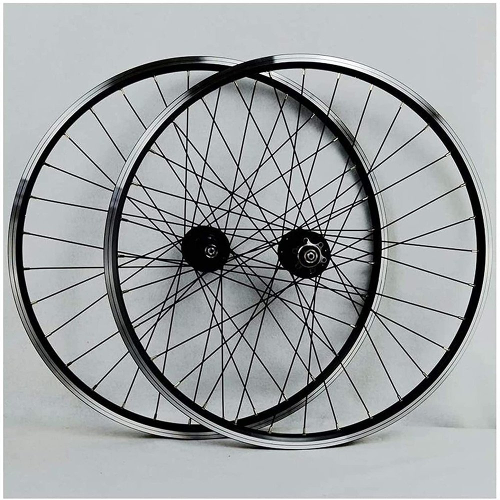 ZECHAO 26/27.5/29 Inch Mountain Bike Wheelset,32H Front Rear Wheel Double Layer Alloy Sealed Bearing Disc Rim Brake QR 7-11 Speed Wheelset (Color : Black, Size : 29inch)