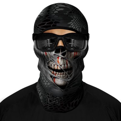 Skull Face Mask, Balaclava, Neck Gaiter, UV Sun Protection,Motorcycle Ski Scarf Fishing for Men (FO)