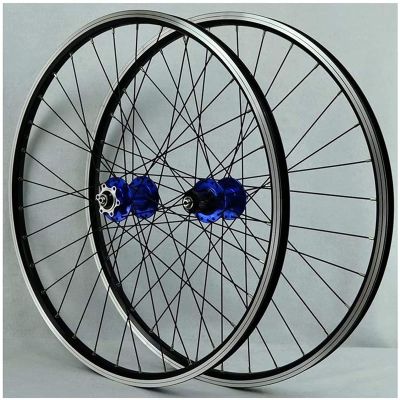 ZECHAO 26/27.5/29 Inch Mountain Bike Wheelset,32H Front Rear Wheel Double Layer Alloy Sealed Bearing Disc Rim Brake QR 7-11 Speed Wheelset (Color : Blue, Size : 27.5inch)