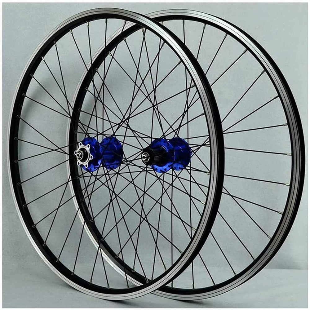 ZECHAO 26/27.5/29 Inch Mountain Bike Wheelset,32H Front Rear Wheel Double Layer Alloy Sealed Bearing Disc Rim Brake QR 7-11 Speed Wheelset (Color : Blue, Size : 27.5inch)