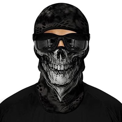 Skull Face Mask, Balaclava, Neck Gaiter, UV Sun Protection,Motorcycle Ski Scarf Fishing for Men (S)