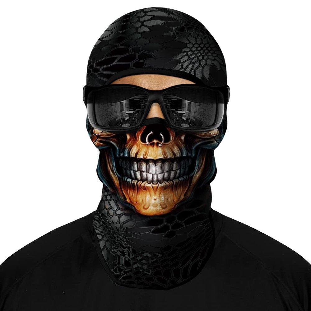 Skull Face Mask, Balaclava, Neck Gaiter, UV Sun Protection,Motorcycle Ski Scarf Fishing for Men (G S)