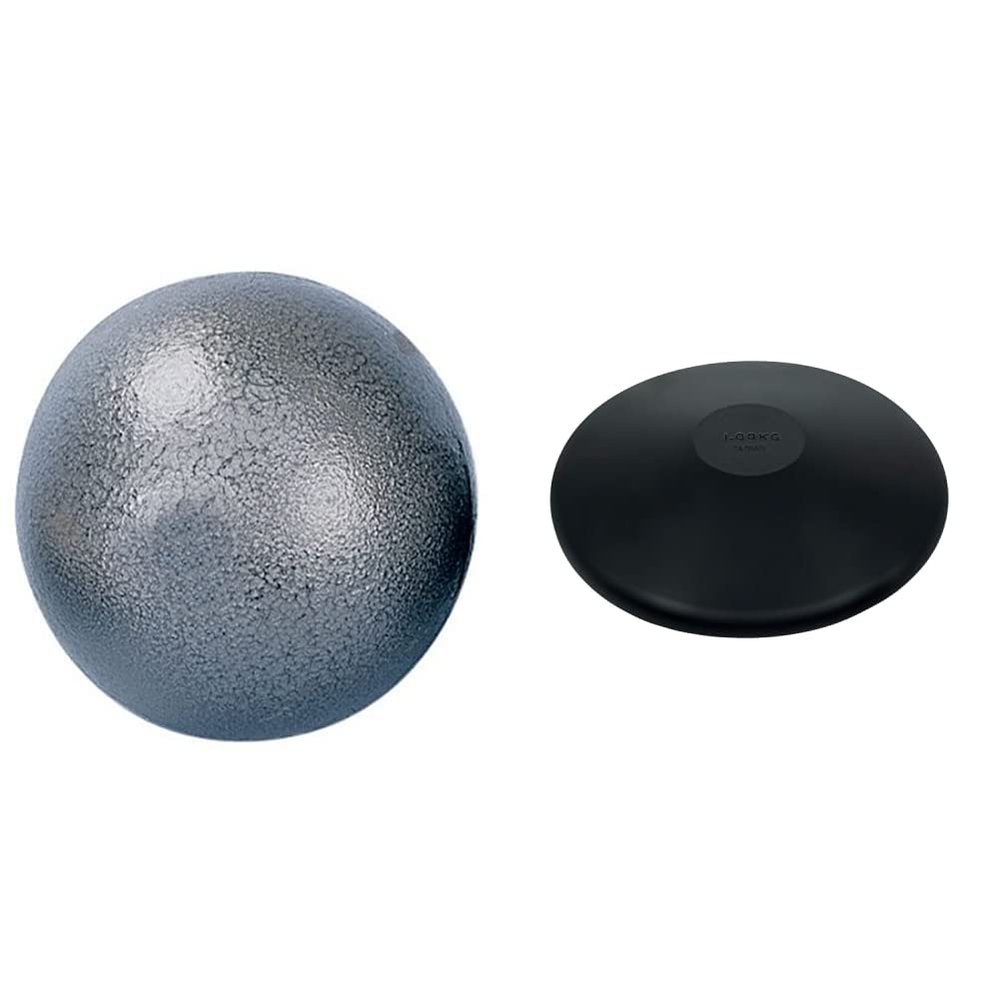 Champion Sports 4 K Iron Shot Put + Rubber Practice Discus Bundle (1.0 kg)