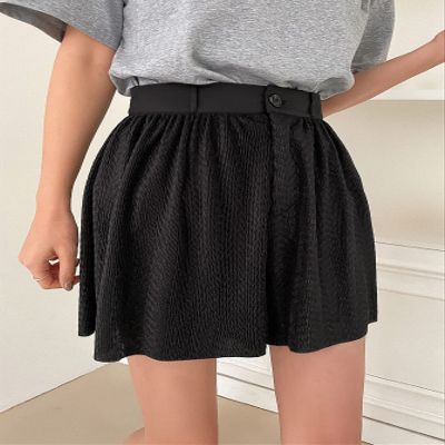 ABZEKH Shorts for Women Shorts Women's Shorts High Waist Wide Leg Shorts Shorts (Color : Black, Size : Medium)