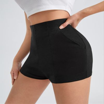 ABZEKH Shorts for Women Shorts Women's Shorts Solid Zip Side Shorts Shorts (Color : Black, Size : Medium)