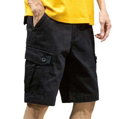 Alloaone Men Summer Cargo Shorts Outdoor with Pocket Joggers Shorts Casual Cotton Loose Work Pants