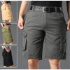 Alloaone Men Summer Cargo Shorts Outdoor with Pocket Joggers Shorts Casual Cotton Loose Work Pants view 2
