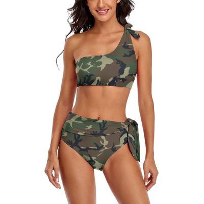 Adugen Origei Bikini Camouflage Bathing Suit Women's Swimwear Bikini Swimming Costume Tummy Control Swimsuits S