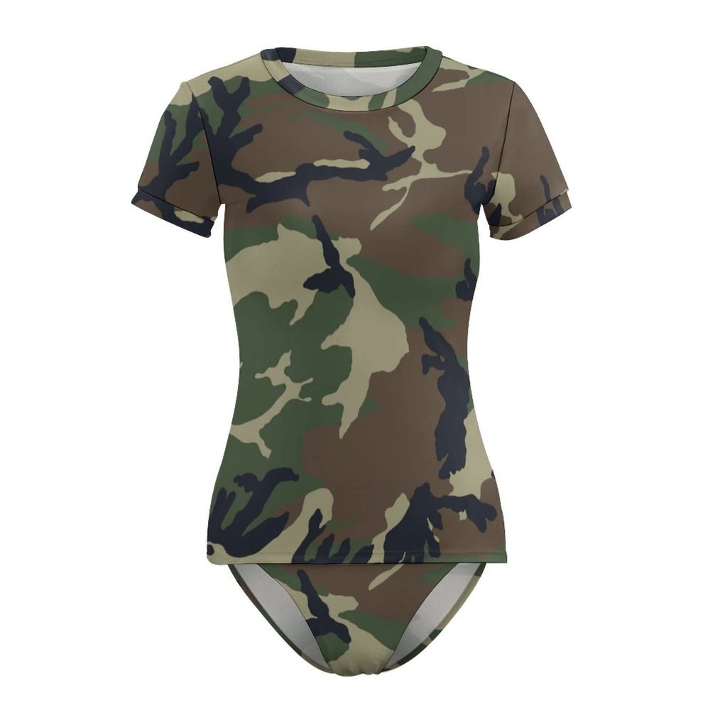 Adugen Origei Bikini Sets Camouflage Women's Swimwear Cute Bathing Suit Ruched High Cut Swimsuit Summer 2XL