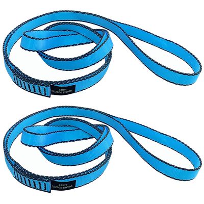CAPARK 18MM Nylon Climbing Slings Runners 23 kN Strong Webbing Straps for Rock Climbing, Rappelling, Swing, Yoga Hammock etc (2PCS Blue, 24inch/60cm)