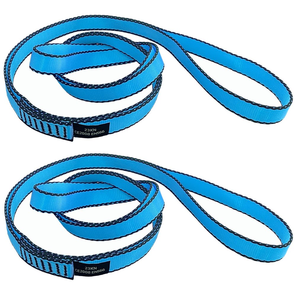 CAPARK 18MM Nylon Climbing Slings Runners 23 kN Strong Webbing Straps for Rock Climbing, Rappelling, Swing, Yoga Hammock etc (2PCS Blue, 24inch/60cm)