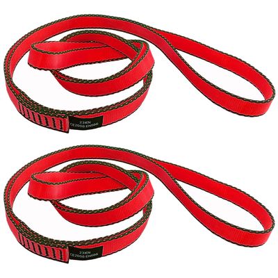 CAPARK 18MM Nylon Climbing Slings Runners 23 kN Strong Webbing Straps for Rock Climbing, Rappelling, Swing, Yoga Hammock etc (2PCS Red, 24inch/60cm)