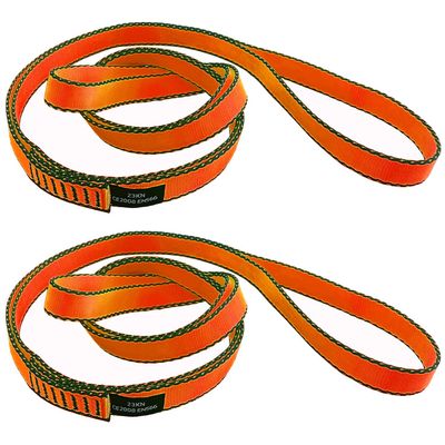 CAPARK 18MM Nylon Climbing Slings Runners 23 kN Strong Webbing Straps for Rock Climbing, Rappelling, Swing, Yoga Hammock etc (2PCS Orange, 48inch/120cm)