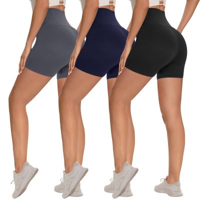 Syrinx 3 Pack Biker Shorts for Women 8"/5"/3" High Waisted Tummy Control Workout Yoga Running Athletic Shorts5 in,XX-Large,Black/Dark Grey/Navy Blue