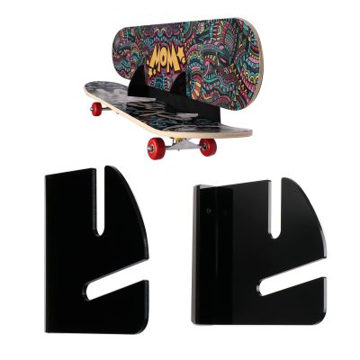 Skateboard Rack Wall Mount Double Layer Skateboard Display Rack Wall Mount Skateboard Shelf Skateboard Storage Rack Skateboard Deck Display Rack Skateboard Holder Wall (Black 1 Pair)
