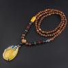 HXSCOO Nepalese Resin Water Drop Peacock Pendants Bohemian Necklace Men Women Wood Bead Necklaces Long Chain Ethnic Jewelry Accessories (Color : Style5) view 2