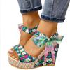 BORAMAX Womens Sandals Cute Bowknot Open Toe Boho High Heels Buckle Ankle Strap Summer Shoes Rhinestone Open Toe Wedge Sandals for Women view 1