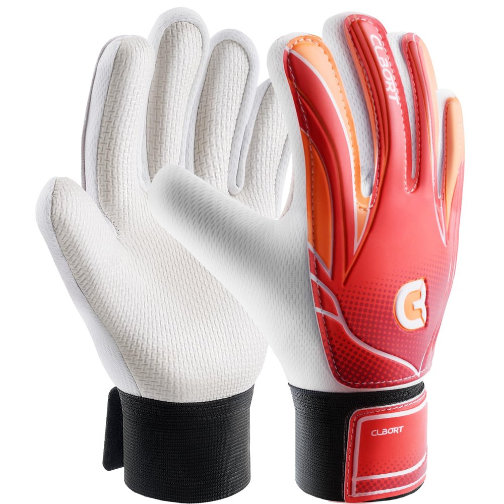 Clbort Soccer Goalie Gloves Youth Kids, Goalkeeper Gloves with Super Grip Palms, Anti-Slip Soccer Gloves, Double Wrist Protection