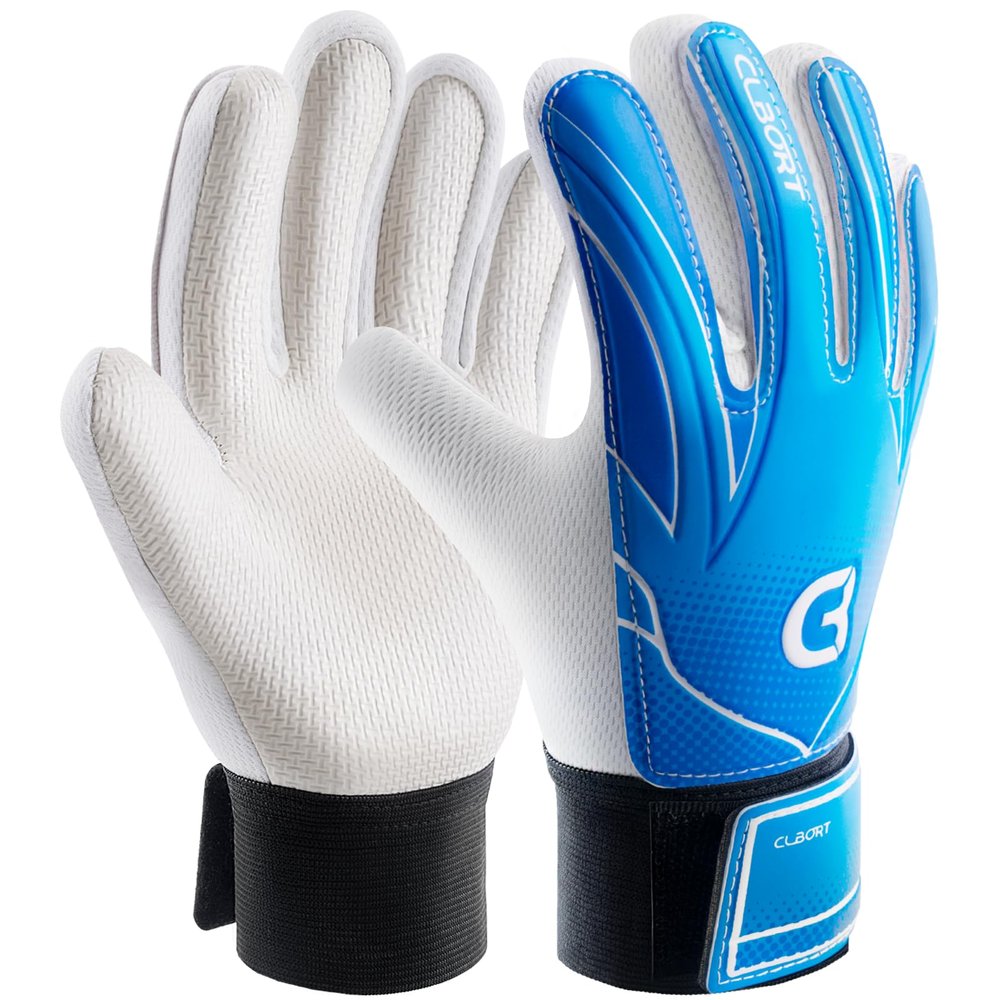 Clbort Soccer Goalie Gloves Youth Kids, Goalkeeper Gloves with Super Grip Palms, Anti-Slip Soccer Gloves, Double Wrist Protection