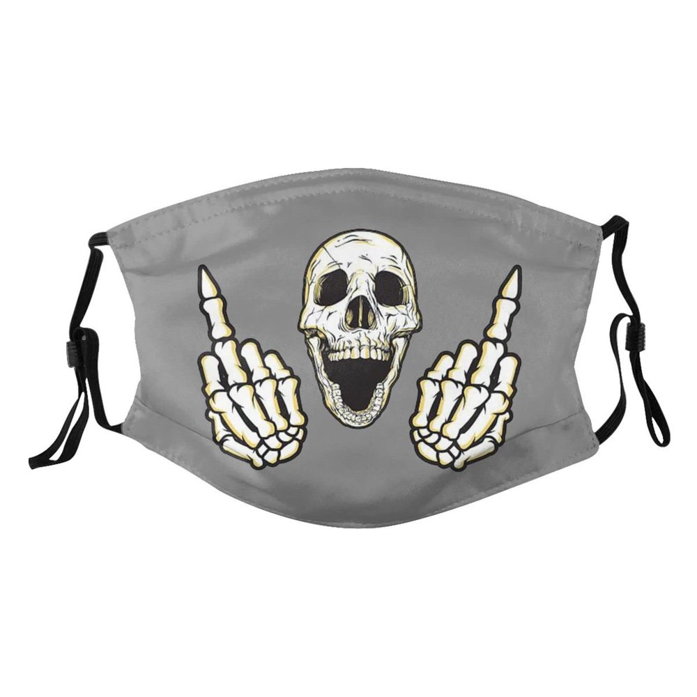 Skull Skeleton Bone Middle Finger Mask Protect Respiratory System Breathe with Peace of Mind Black