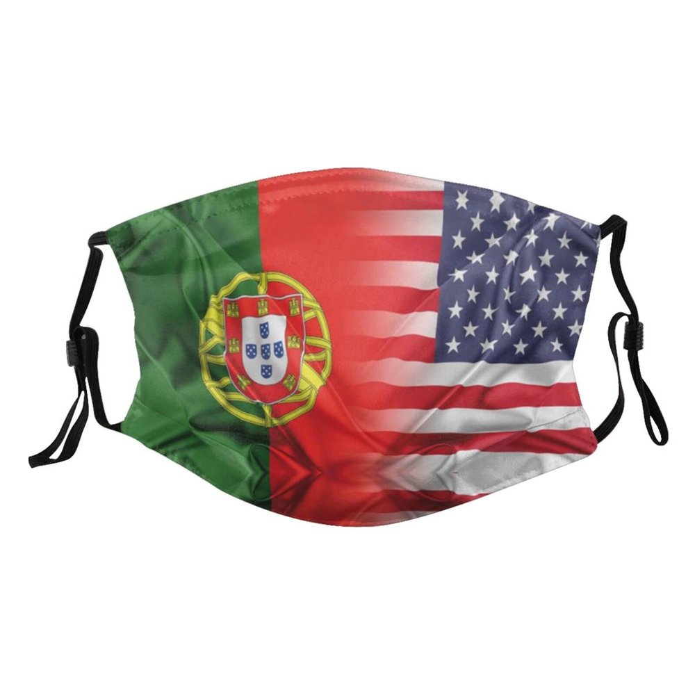 American Flag and Portuguese Flag Mask Protect Respiratory System Breathe with Peace of Mind Black