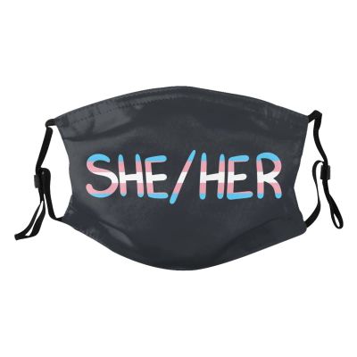 She Her Trans Pride Mask Protect Respiratory System Breathe with Peace of Mind Black