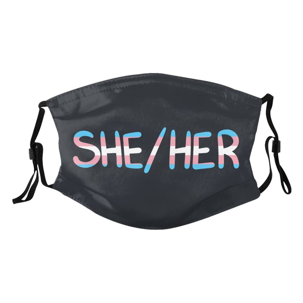 She Her Trans Pride Mask Protect Respiratory System Breathe with Peace of Mind Black