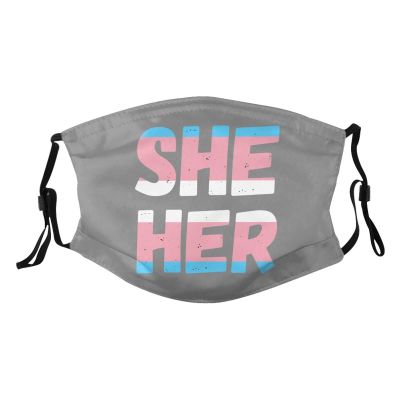 She Her Trans Pride Mask Protect Respiratory System Breathe with Peace of Mind Black