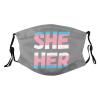She Her Trans Pride Mask Protect Respiratory System Breathe with Peace of Mind Black view 1
