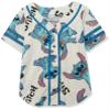 Disney Girls Lilo & Stitch All Over Print Baseball Jersey Mesh Button Down Shirt Ivory view 1