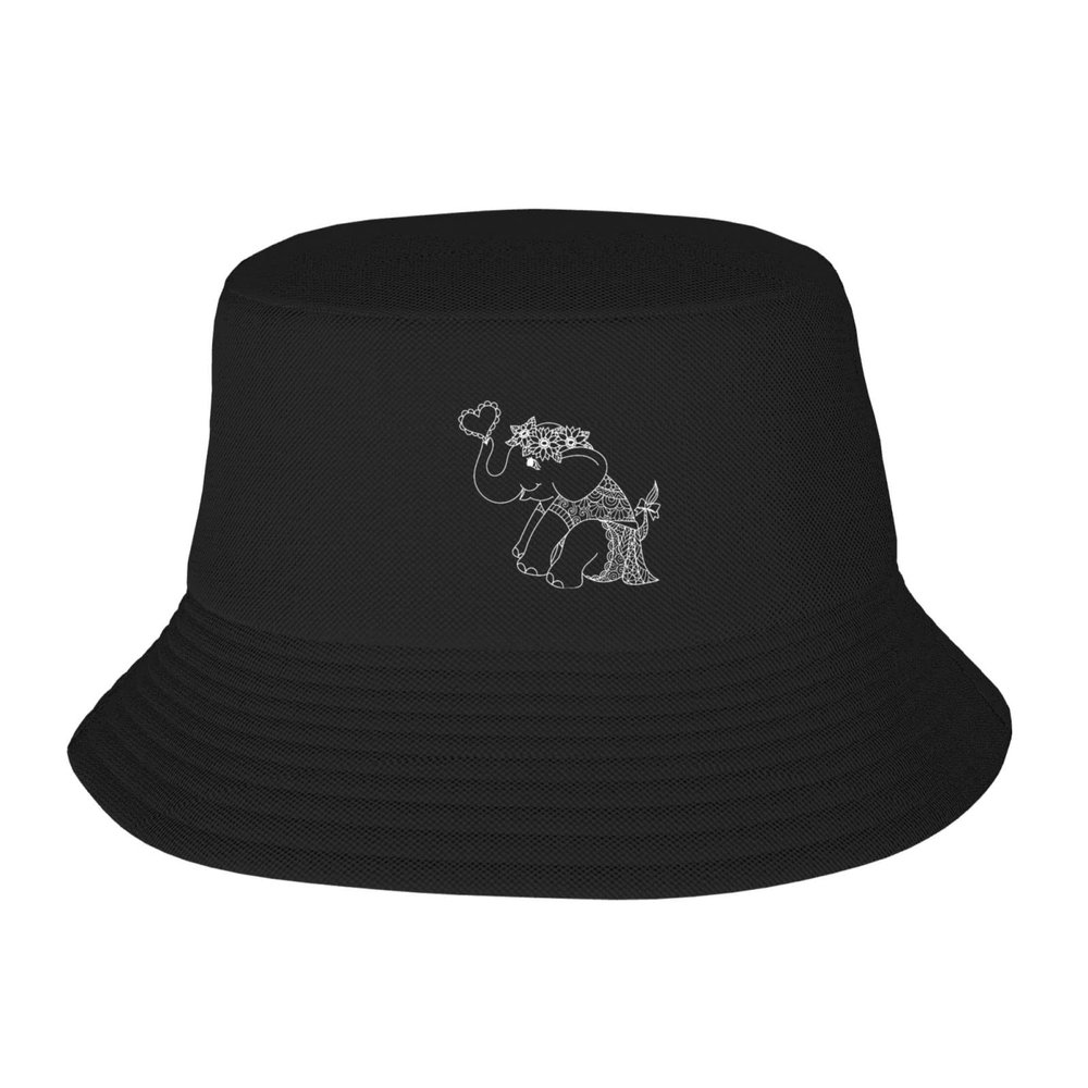 Sunflower Elephant Cute Bucket Hat for Women Men Black Summer Travel Hats Sun Beach Fishing Cap