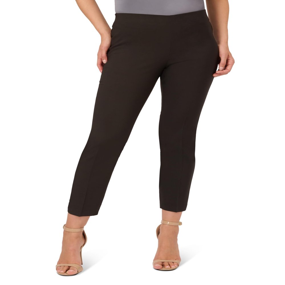 Adrianna Papell Diffusion Women's Solid Bi-Stretch Pull-On Pant, Black, 20