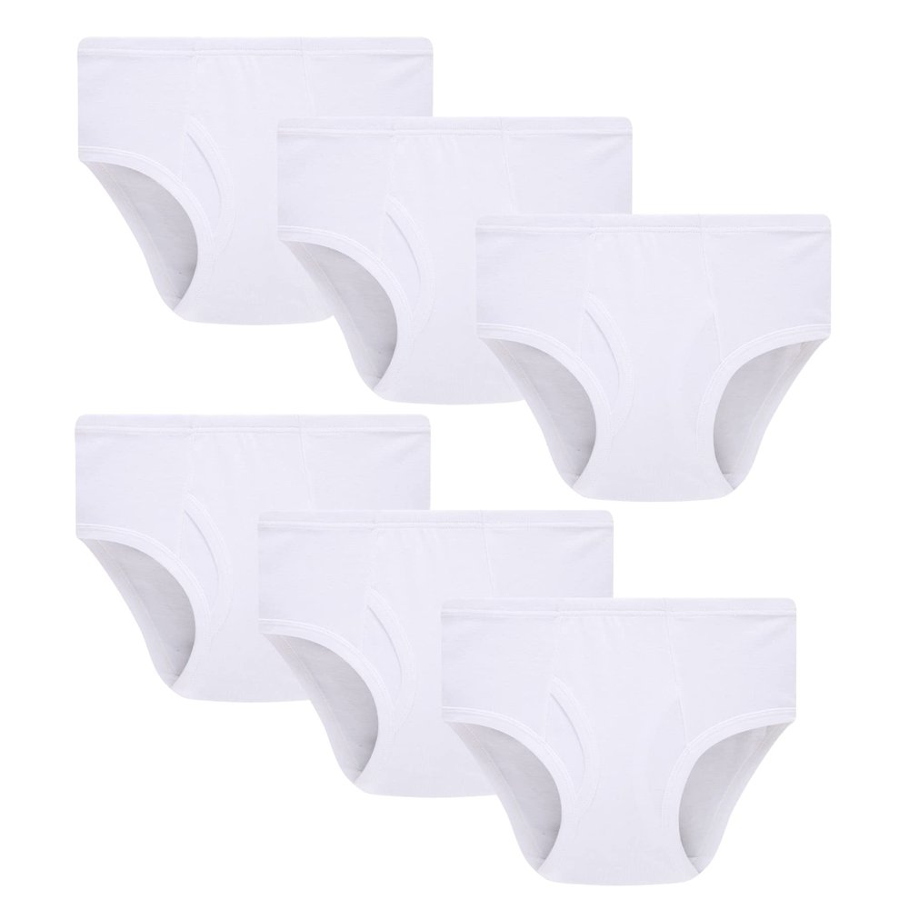 Winging Day Boys' Cotton 6-Pack All White Briefs Underwear Size 10T
