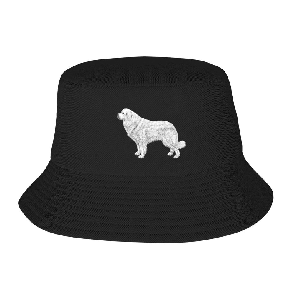 Great Pyrenees Dog Bucket Hat for Women Men Black Summer Travel Hats Sun Beach Fishing Cap